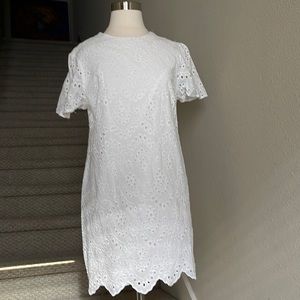 Zara Sz L white eyelet dress